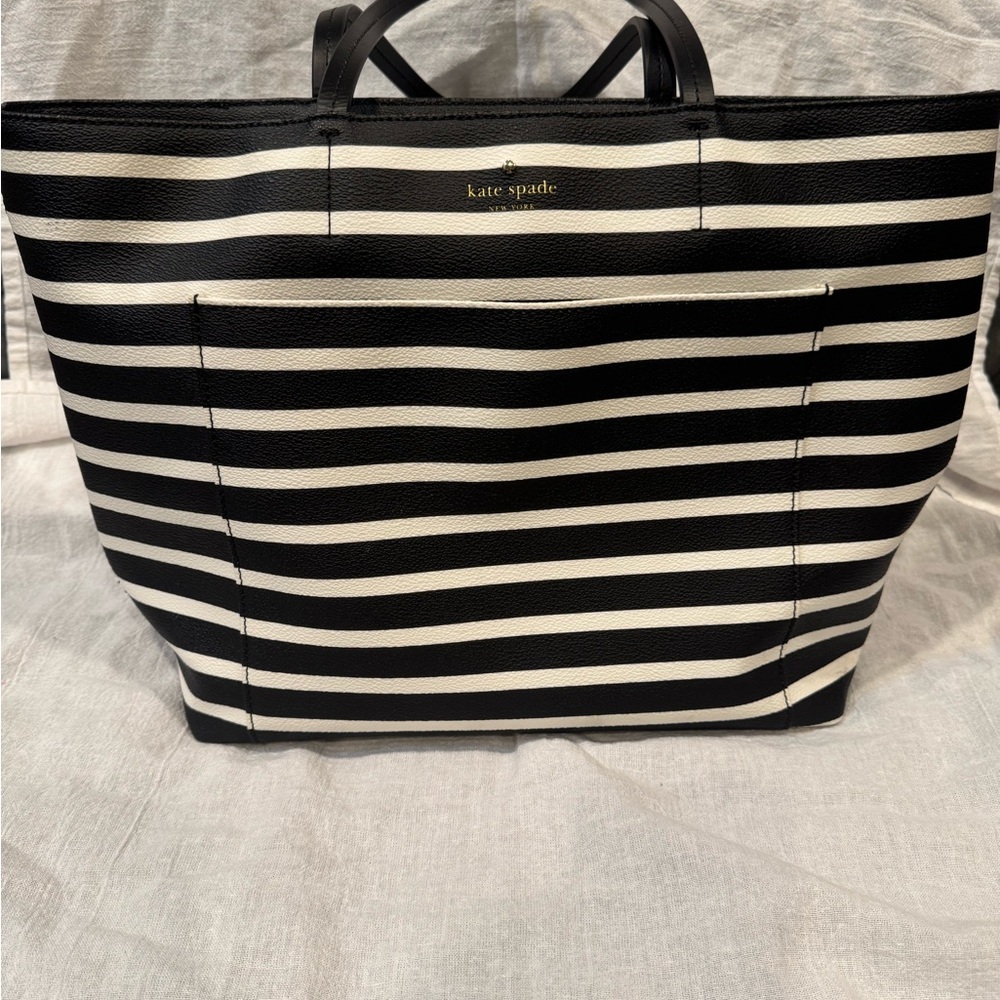 Kate Spade Black and White Striped Tote